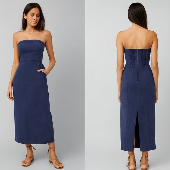 Young Fabulous & Broke Dresses & Skirts - YOUNG FABULOUS & BROKE Taylor Tube Dress Strapless Maxi Dark Blue